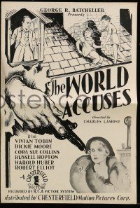 8m787 WORLD ACCUSES pressbook '34 artwork of Broadway actress Vivian Tobin & young Dickie Moore!
