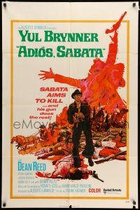 8p013 ADIOS SABATA int'l 1sh '71 Yul Brynner aims to kill, and his gun does the rest, cool art!