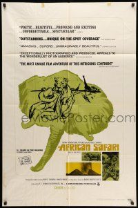 8p017 AFRICAN SAFARI 1sh '69 jungle documentary, cool art of wild animals!