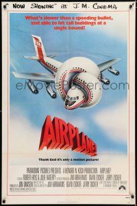 8p021 AIRPLANE 1sh '80 classic zany parody by Jim Abrahams, Flying High!
