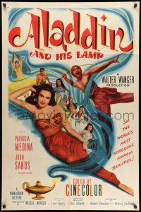 8p024 ALADDIN & HIS LAMP 1sh '52 Patricia Medina & the world's most gorgeous harem girls