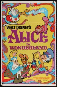 8p027 ALICE IN WONDERLAND 1sh R81 Walt Disney Lewis Carroll classic, wonderful art!