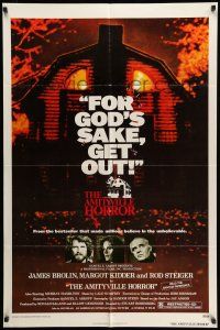 8p036 AMITYVILLE HORROR 1sh '79 great image of haunted house, for God's sake get out!