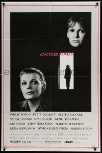8p038 ANOTHER WOMAN 1sh '88 Gena Rowlands & Mia Farrow, directed by Woody Allen!