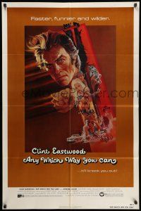 8p039 ANY WHICH WAY YOU CAN 1sh '80 cool artwork of Clint Eastwood by Bob Peak!