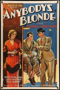 8p040 ANYBODY'S BLONDE 1sh '31 reporter Dorothy Revier plays w/ the fire of a boxer's affections!