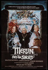 8p044 ARTHUR THE KING 1sh '85 cool Joann fantasy art of Malcolm, McDowell, Merlin & the Sword!