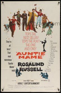 8p046 AUNTIE MAME 1sh '58 classic Rosalind Russell family comedy from play and novel!