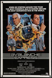 8p048 AVALANCHE EXPRESS 1sh '79 Lee Marvin, Robert Shaw, cool action art by Larry Salk!