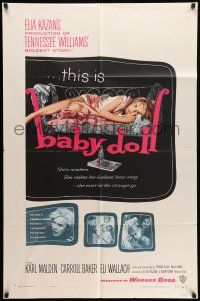 8p051 BABY DOLL 1sh '57 Elia Kazan, classic image of sexy troubled teen Carroll Baker!