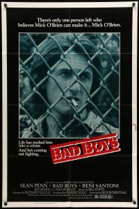 8p058 BAD BOYS 1sh '83 life has pushed Sean Penn into a corner & he's coming out fighting!