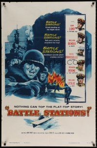 8p066 BATTLE STATIONS 1sh '56 John Lund, William Bendix, the story of Navy flat-tops!