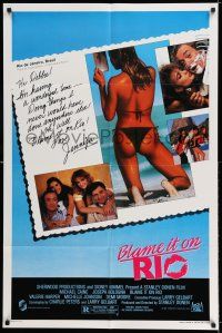 8p098 BLAME IT ON RIO 1sh '84 Demi Moore, Michael Caine, cool postcard image!