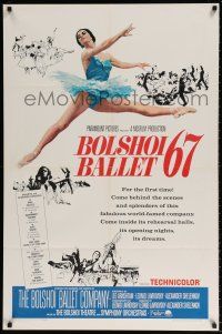 8p108 BOLSHOI BALLET 67 1sh '66 famous Russian ballet, art of sexy dancing ballerina!