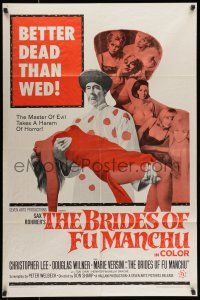 8p127 BRIDES OF FU MANCHU 1sh '66 Asian villain Christopher Lee, Better dead than wed!