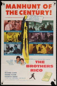 8p133 BROTHERS RICO 1sh '57 the terrifying story of 3 manhunted brothers & their women!