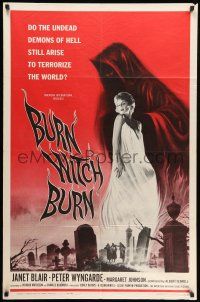 8p139 BURN WITCH BURN 1sh '62 undead demons of Hell arise to terrorize the world!