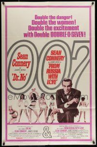 8p249 DR. NO/FROM RUSSIA WITH LOVE 1sh '65 Sean Connery is James Bond, double danger & excitement!