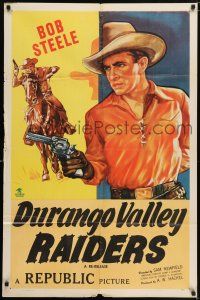 8p254 DURANGO VALLEY RAIDERS 1sh R40s Bob Steele, sniped over to become a 1sheet for Texas Trouble!