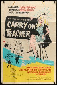 8p153 CARRY ON TEACHER English 1sh '62 Kenneth Connor, Charles Hawtrey, English, sexy comic art!