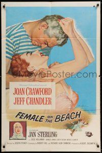 8p288 FEMALE ON THE BEACH 1sh '55 Joan Crawford, Jeff Chandler, Jan Sterling!