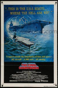 8p291 FINAL COUNTDOWN 1sh '80 cool sci-fi artwork of the U.S.S. Nimitz aircraft carrier!