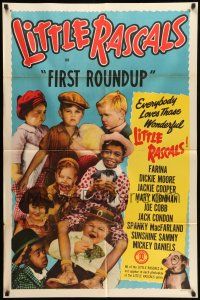 8p296 FIRST ROUNDUP 1sh R51 Little Rascals, great images of Our Gang members!