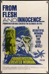 8p322 FRANKENSTEIN CREATED WOMAN 1sh '67 Peter Cushing, Susan Denberg had the soul of the Devil!