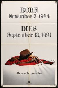 8p325 FREDDY'S DEAD style A teaser 1sh '91 cool image of Krueger's sweater, hat, and claws!