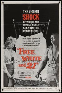 8p326 FREE, WHITE & 21 1sh '63 interracial romance, Shock after Shock, bold beyond belief!