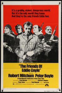 8p329 FRIENDS OF EDDIE COYLE 1sh '73 Robert Mitchum lives in a grubby, violent, dangerous world!