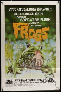 8p330 FROGS 1sh '72 great horror art of man-eating amphibian with human hand hanging from mouth!