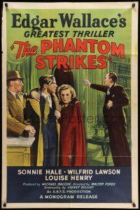 8p341 GAUNT STRANGER 1sh '39 from Edgar Wallace's The Ringer, The Phantom Strikes, cool art!