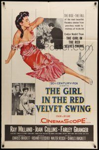 8p347 GIRL IN THE RED VELVET SWING 1sh '55 art of half-dressed Joan Collins as Evelyn Nesbitt Thaw!