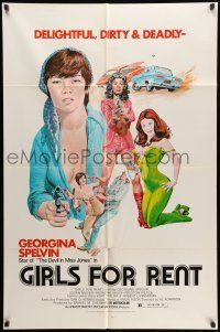 8p349 GIRLS FOR RENT 1sh '74 sexy delightful dirty & deadly bad girl Georgina Spelvin!