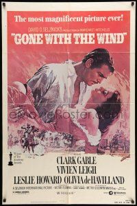 8p356 GONE WITH THE WIND 1sh R80s Clark Gable, Vivien Leigh, Terpning artwork, all-time classic!