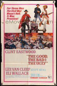 8p360 GOOD, THE BAD & THE UGLY 1sh '68 Clint Eastwood, Lee Van Cleef, Wallach, Leone classic!