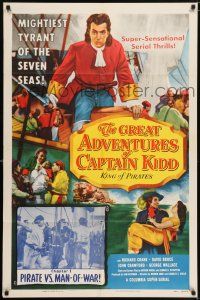 8p364 GREAT ADVENTURES OF CAPTAIN KIDD chapter 1 1sh '53 pirates, swashbuckling super-serial!