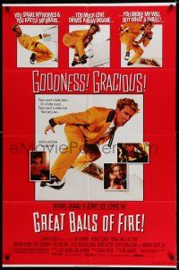 8p366 GREAT BALLS OF FIRE 1sh '89 Dennis Quaid as rock 'n' roll star Jerry Lee Lewis!