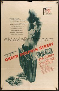 8p371 GREEN DOLPHIN STREET 1sh R50s sexy Lana Turner, Van Heflin, written by Samson Raphaelson