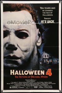 8p378 HALLOWEEN 4 1sh '88 Ten years ago he changed Halloween. tonight Michael Myers is back!