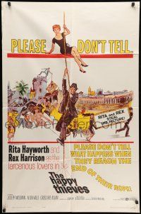 8p390 HAPPY THIEVES 1sh '62 cool artwork of Rita Hayworth & Rex Harrison!
