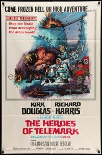 8p418 HEROES OF TELEMARK 1sh '66 Kirk Douglas & Richard Harris stop Nazis making atom bomb!