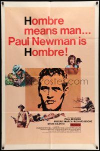 8p433 HOMBRE 1sh '66 Paul Newman, Fredric March, Richard Boone, ultra rare style!