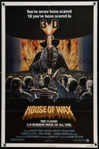 8p451 HOUSE OF WAX 1sh R81 cool Larry Salk 3-D horror artwork of man holding burning candle!