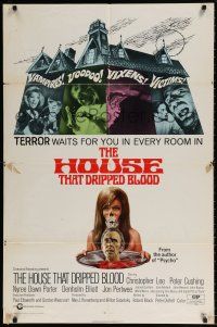 8p453 HOUSE THAT DRIPPED BLOOD 1sh '71 Christopher Lee, Vampires! Voodoo! Vixens!
