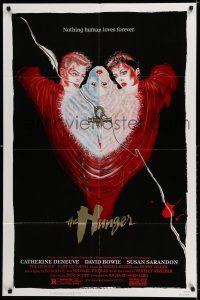 8p460 HUNGER 1sh '83 art of vampire Catherine Deneuve, rocker David Bowie & Susan Sarandon!