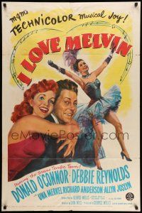 8p468 I LOVE MELVIN 1sh '53 great romantic art of Donald O'Connor & Debbie Reynolds!
