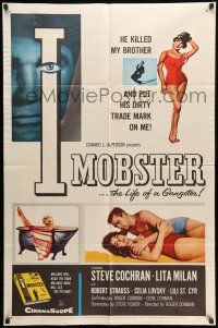 8p469 I MOBSTER 1sh '58 Roger Corman, he killed her brother and put his dirty trade mark on her!