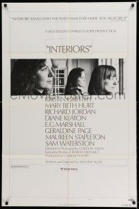8p489 INTERIORS style B 1sh '78 Diane Keaton, Mary Beth Hurt, directed by Woody Allen!